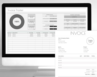 Factuurbundel spreadsheet, bewerkbare factuurtracker, Google Spreadsheets, Customer Payment Tracker, Geautomatiseerd betalingslogboek, afdrukbaar bestelformulier