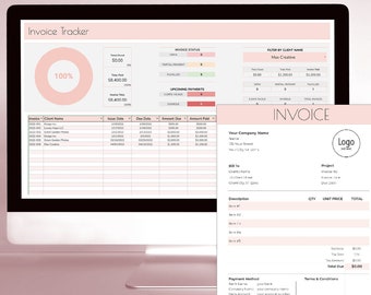 Factuurbundelspreadsheet, bewerkbare factuurtracker, Google Spreadsheets, Klantbetalingstracker, geautomatiseerd betalingslogboek, afdrukbaar bestelformulier