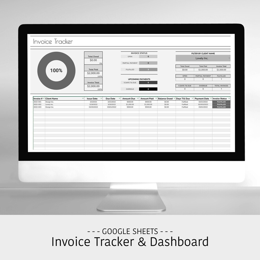 Invoice Tracker Spreadsheet, Google Sheets, Customer Payment Tracker ...
