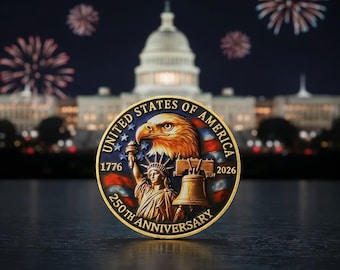 LIMITED- USA 250th Anniversary Coin + Coin Holder, U.S. Eagle & Capitol Design