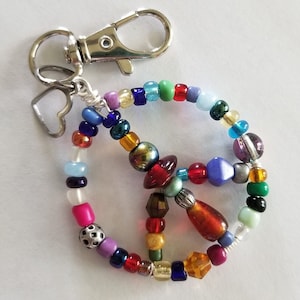Beaded Peace Sign Keychain: Handmade Boho Hippie Accessory