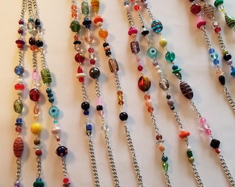 Eclectic Beaded Plant Hanger: Glass, Crystal, Ceramic Beads