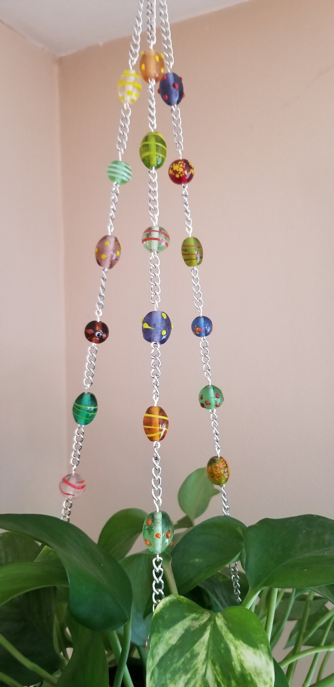 Fun Beaded Plant Hanger/beaded Plant Hanger/colorful Plant Hanger