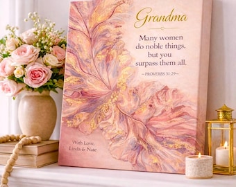 Proverbs 31 Floral Scripture Art – Gold Framed or Canvas Mother's Day Gift (11x14 inches)