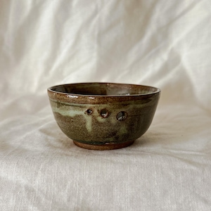 Seconds - Wheel Thrown Sage Green Ceramic Garlic Grater Bowl/Herb Stripper -  Kitchen Pottery