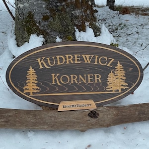 Custom Outdoor Sign | Oval | Double / Single Side | Carved Wood | Cedar | Camp/Cabin/Cottage Sign | Personalized | Address | Family Gift
