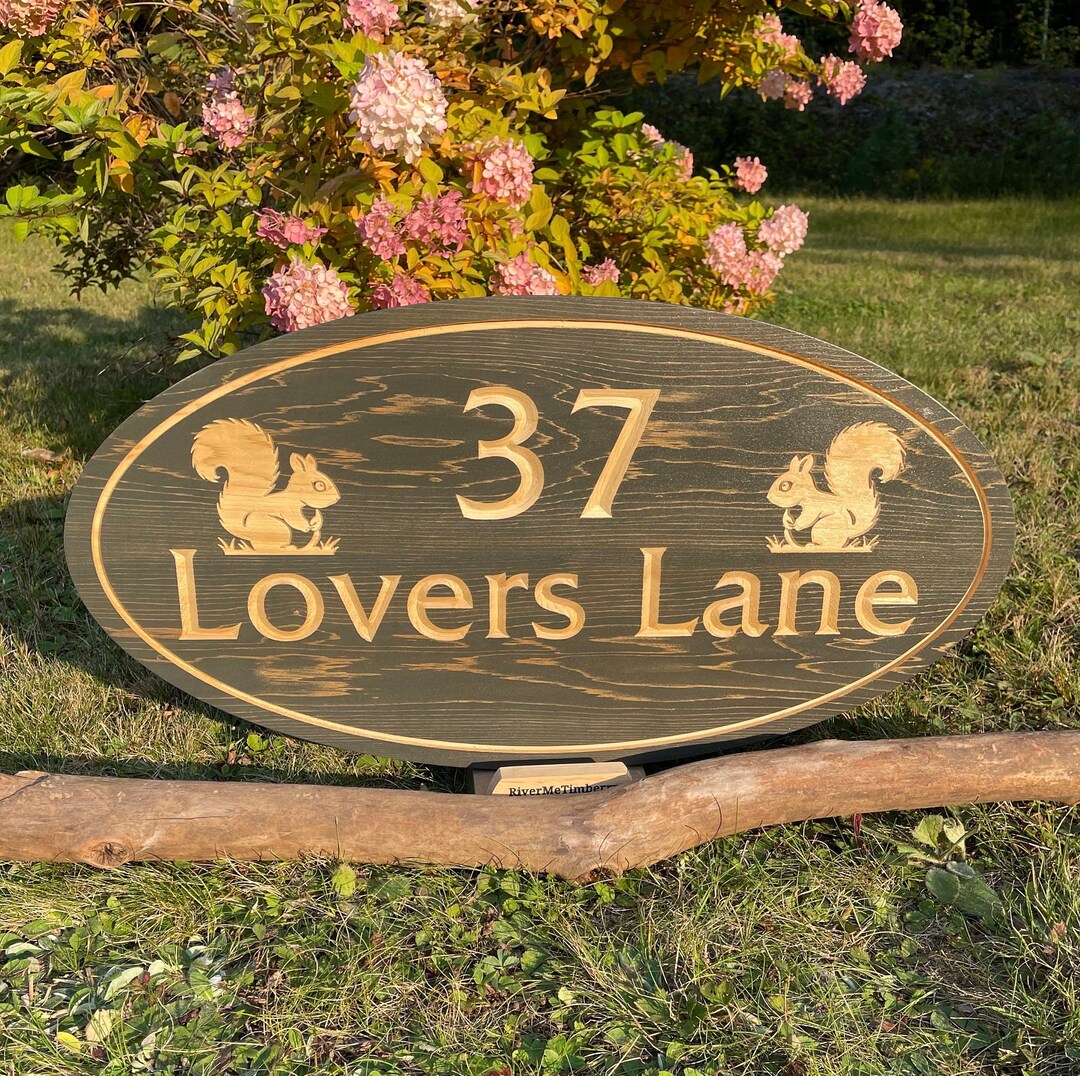 Custom Carved Address Sign | Oval Outdoor Wood Sign | Eastern White ...