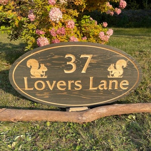 Custom Carved Address Sign | Oval Outdoor Wood Sign | Eastern White Cedar | Camp, Cabin, Cottage, Airbnb, Business Sign | Double Sided |