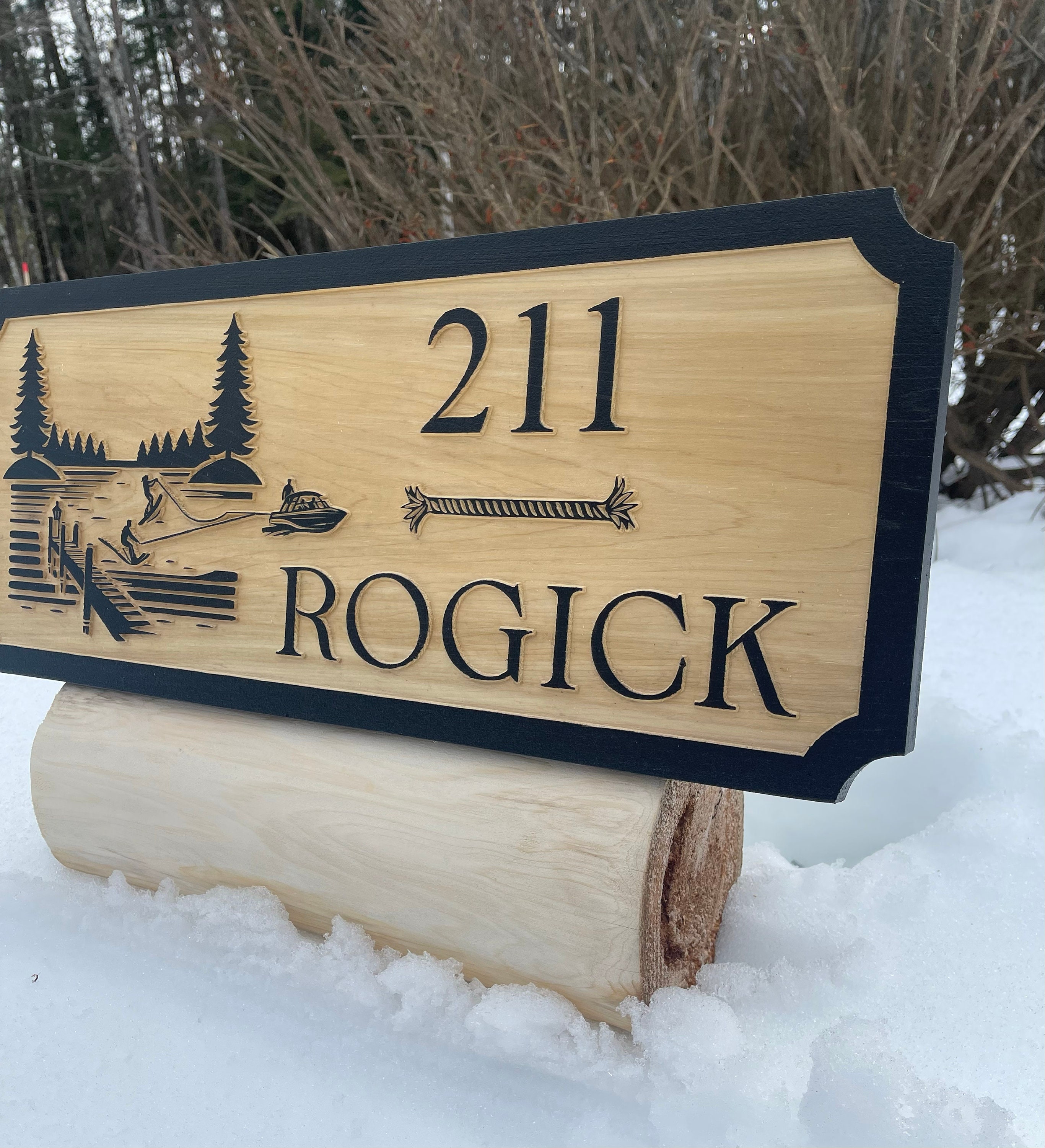 Custom Outdoor Address Sign Engraved Wood Sign Dimensional Design ...