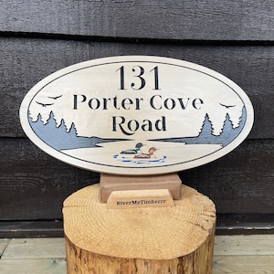 Custom Carved Address Sign | Double Sided Option | Oval Outdoor Wood Sign | Eastern White Cedar | Camp, Cabin, Cottage, Airbnb, Business