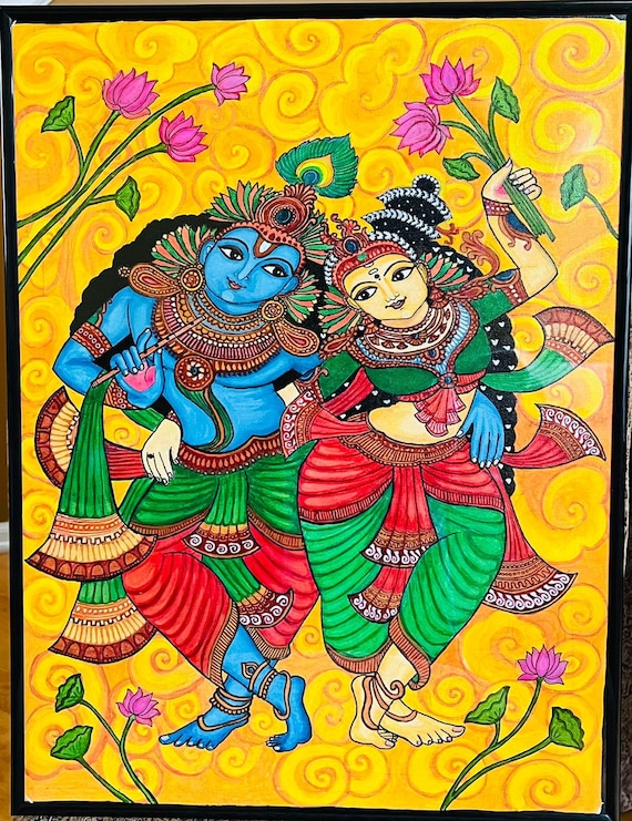 Radha Krishna Kerala Mural Painting Etsy UK