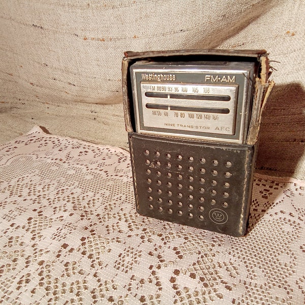 Westinghouse FM/AM nine transistor AFC Radio in leather cover