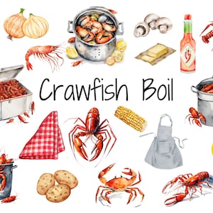 Clip Art di gamberi bolliti / Download digitale di gamberi / Festa di gamberi bolliti stampabile / Arte cajun / Clip Art acquerello / Gamberi