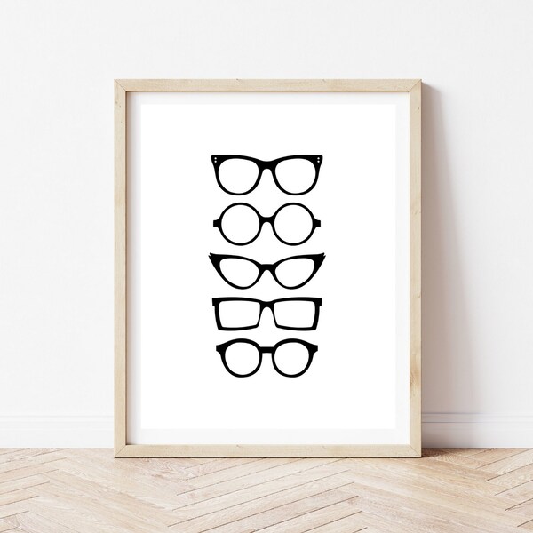 Eyeglasses Wall Print | Eye Glasses Frames | Hipster Print | Optometry Gifts | Geek Decor | Reading Poster | Optometrist Sign | Eye Doctor