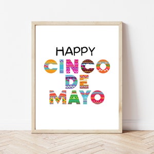 Impresión del Cinco de Mayo / Descarga digital / Decoración de fiesta / Arte imprimible / Cinco de Mayo / 5 de mayo / Feliz Signo del Cinco de Mayo / Impresión navideña