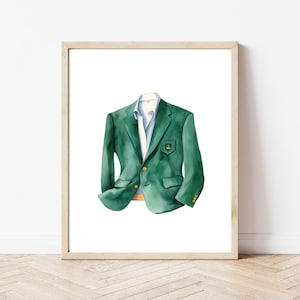 Masters Wall Decor | Golf Print | Masters Jacket | Masters Tournament | Golf Art | Augusta Art | Digital Download | Golf Decor | Watercolor