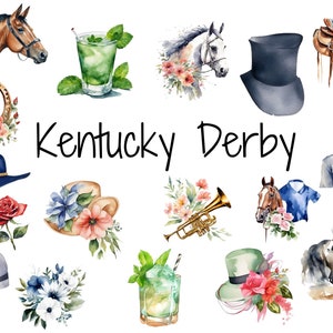 Kentucky Derby Clip Art | Pferderennen Digitaler Download | Druckbare Kentucky Derby Party | Derby Clip Art | Aquarell Clip Art | Pferd