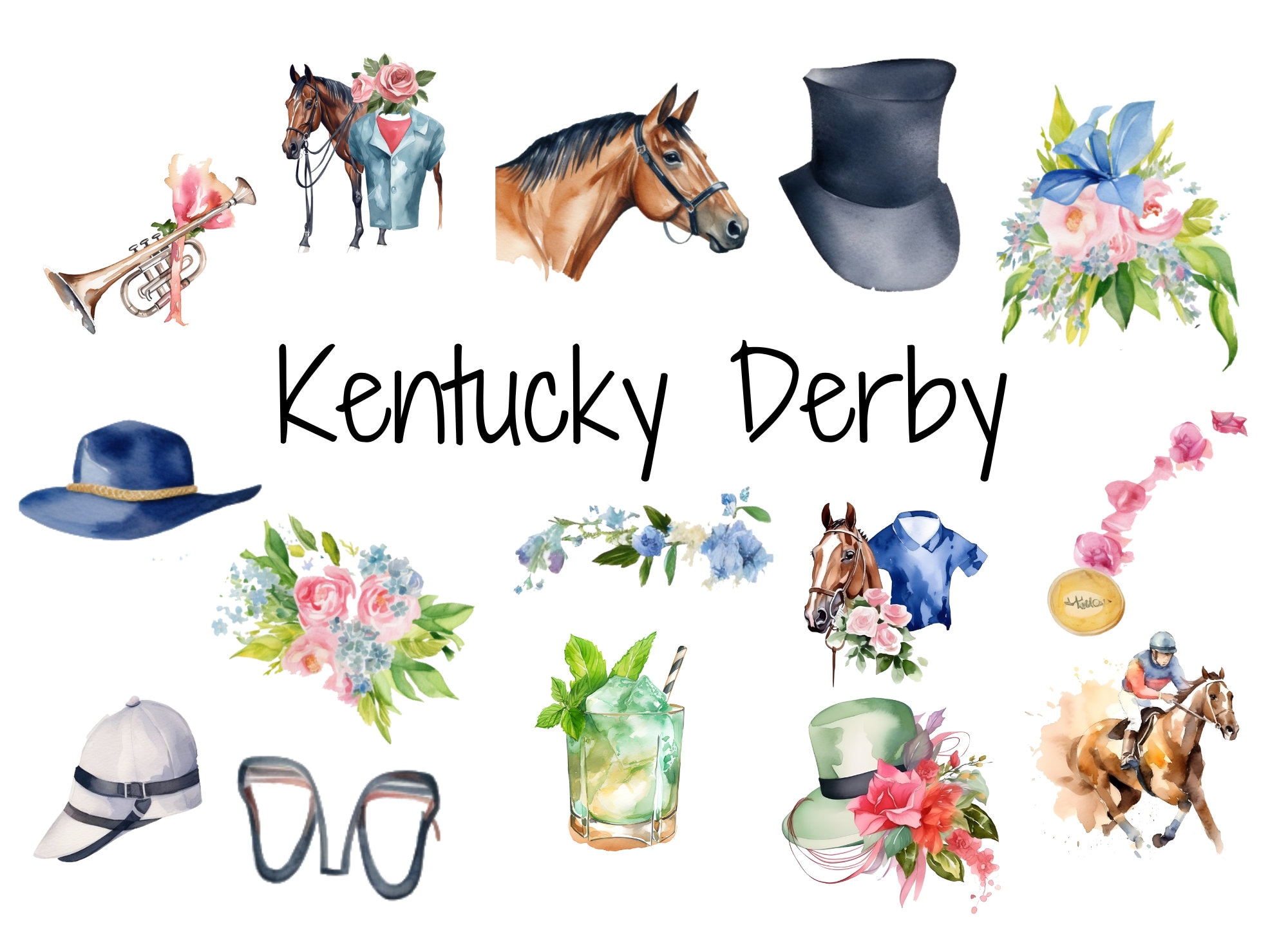Kentucky Derby Clip Art Horse Racing Digital Download