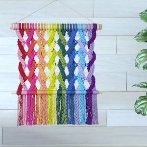 Rainbow Macrame Wall Hanging - colorful home decor, cute handmade wall hanging for bedroom, hallway, nursery, living room, unique home decor
