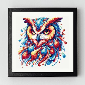 Neon Fantasy Owl Cross Stitch Pattern: Modern DIY Embroidery (Digital PDF)