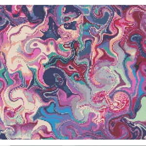 Embroidery pattern - Geometric Abstract art- bright swirls, cross stitch PDF, instant download