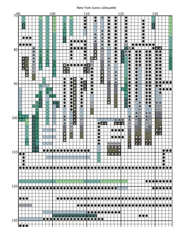 Neon New York Skyline Cross Stitch Pattern - Black Light NYC Cityscape ...