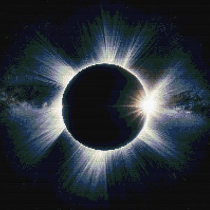 Solar Eclipse Cross Stitch Pattern, Cosmic Embroidery Design, Celestial ...
