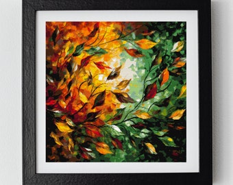Vibrant Colourful Abstract Leaves- Counted Cross Stitch - Vibrant Modern Pattern, Instant PDF Download