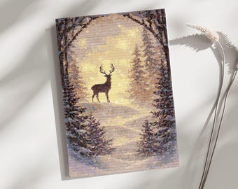 Winter Wonderland Cross Stitch Pattern PDF | Deer in Snow Forest Embroidery | Winter Landscape Needlepoint | Instant Download