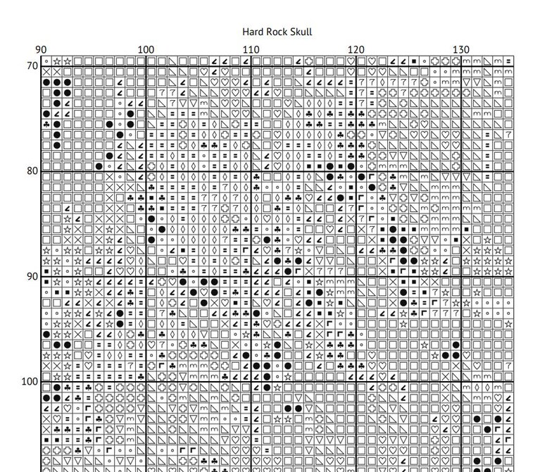 以下が含まれることがあります： 「ハードロック スカル」というテキストの上に、黒と白のピクセルアートのパターンで描かれた頭蓋骨。