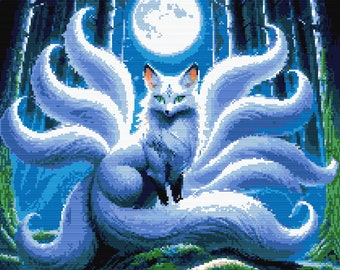 Enchanting Kumiho Cross Stitch Pattern - Mystical Nine-tailed Fox