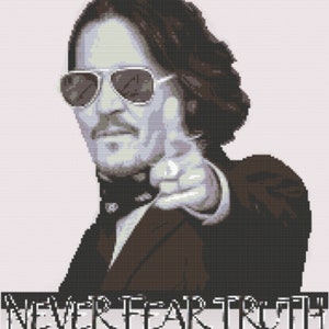 Embroidery pattern - Johnny Depp - Never fear truth - cross stitch PDF, instant download, justice for Johnny Depp