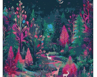 Magical Forest Counted Cross Stitch Pattern