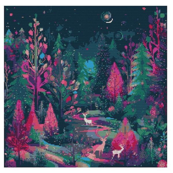 Magical Forest Counted Cross Stitch Pattern