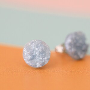 Stud earrings - -stone - small stud earrings - textured stud earrings - gift - dainty earrings - round earrings - crystal - light blue