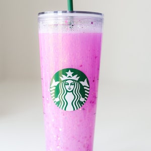 Snow Globe Tumbler - Purple - Holographic - metallic - Starbucks - Snowglobe Tumbler - glitter- cold cup - iced coffee - water bottle