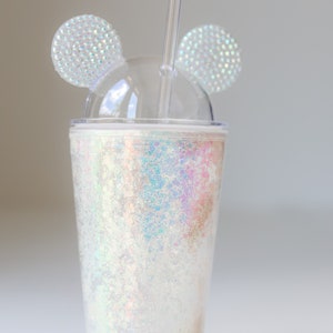 Mickie mouse tumbler - mouse ears - Disney tumbler - glitter - bling - Disney snowglobe - Mickey snow globe
