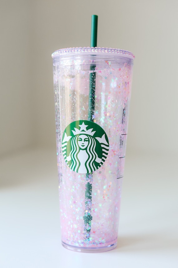 Lisa Frank Starbucks Glass Can Snow Globe Tumbler Rhinestone Lid