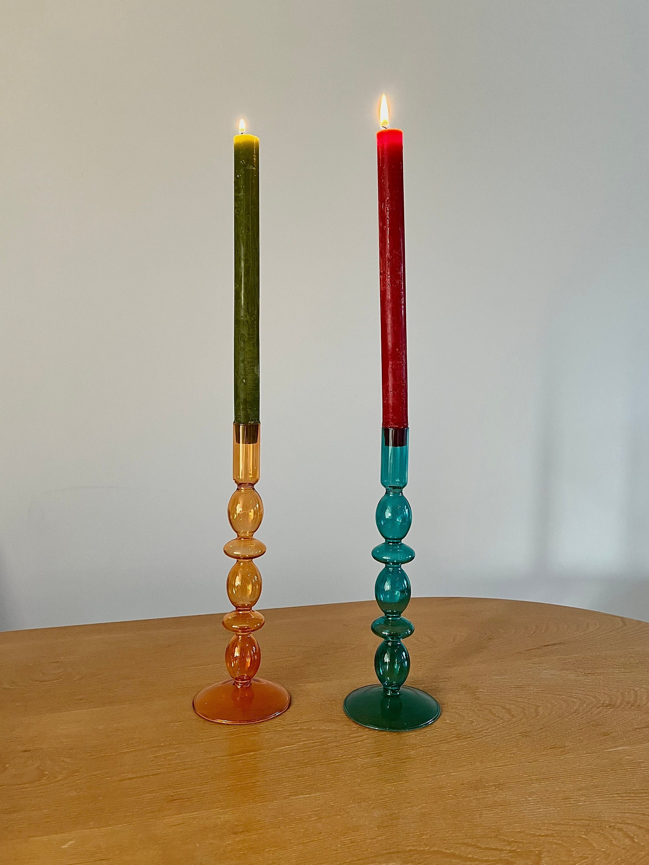 Coloured Glass Bubble Candlestick Holder 20cm Tall Colourful Bohemian Home  Decoration Small Homeware Gifts Unique Home Decor Gifts UK 