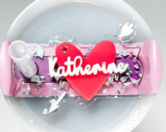 Gepersonaliseerde hartnaamplaat H20-topper Naamplaathouder H2.0-beker accessoirehart Gepersonaliseerde naamtag Valentines Stanley-topper