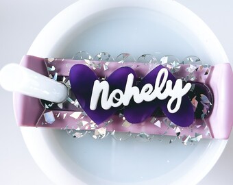 Personalized Heart name plate H20 Topper Name Plate 40oz Quencher H2.0 Tumbler double heart Personalized name tag Personalized gift for her