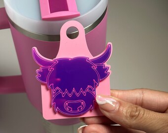 Namensschild Tumbler Tag Tumbler Tag Highland Kuh nametage Kuhkopf Highland Cow Tumbler Topper