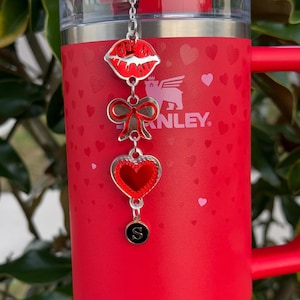 Lips charms Stanley Straw Topper Charm  Stanley Lid Topper Valentines Day Accessory Kiss Stanley Topper Tag charms or set straw cover