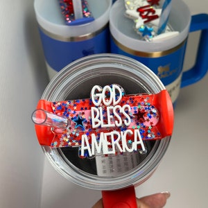 God Bless America Tumbler Topper Holiday Tumbler Patriotic Tumbler Topper Tumbler Topper 4th of July Name Plate Acrylic Topper Memorial day
