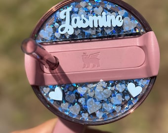 Personalized heart Protour Stanley Name Plate Stanley Protour Lid Topper  Accessory Flip Top Stanley Name Topper tumbler Custom Nametag