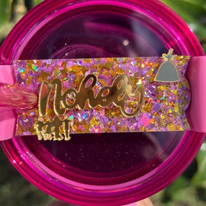 Name plate Gold pink Witch for tumbler Quencher Wicked Accessory charms tumbler h2.0 Wicked charms tumbler name plate straw topper set