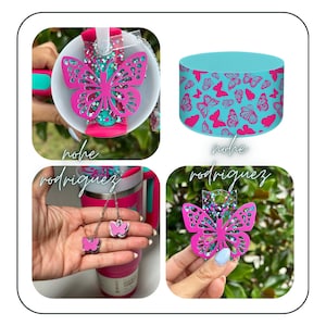 Siliconen bekerhouder tuimelaar passion roze blauwgroen vlinderlaars tuimelaar laars vlinders bekerlaars met accessoireset
