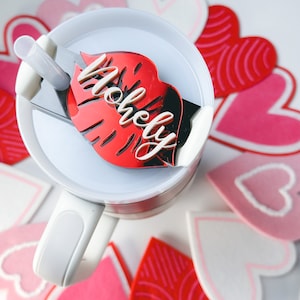 Quencher Name Plate 40oz Valentine&#39;s Day  Lips lover Stanley Topper Everyday Tumbler Tag Lips Stanley Name Plate Gift Personalized Name Tag