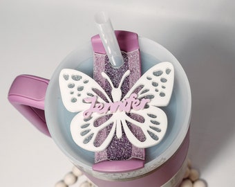 Butterfly Personalized Tumbler name tag Girly tumbler Name Tag Accessories 30oz  40oz Name  Tumbler Plate Custom Name Tumbler Name Tag