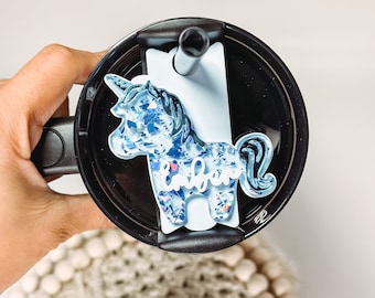 Personalized Tumbler Name Plate Tumbler Name Tag For Tumbler Unicorn name Plate Topper Quencher topper tumbler gift for kids